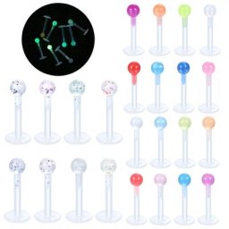 Piercing en Acrylique pour Cartilage d'Oreille 16g 6/8/10mm 8 Pièces/lot Labret Flexible