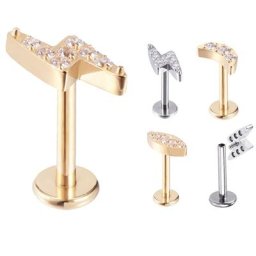 Piercing d'oreille en titane CZ pavé goujon d'oreille Labret bijoux de corps lune œil goujons