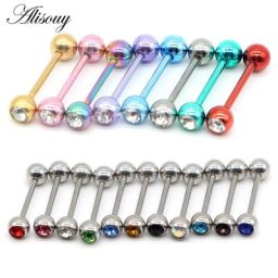 Alisouy – boucles d'oreilles en acier inoxydable 19 couleurs Piercing pour la langue Septum