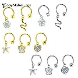 Boucle d'oreille en acier inoxydable pour femmes 1 pièce Helix Cartilage cœur serpent anneau de