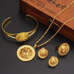 Ensemble de bijoux traditionnels éthiopiens en or pour femmes et hommes collier boucles