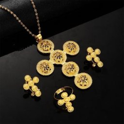 Habesha – ensemble de bijoux pour femmes ethnique éthiopienne africain couleur or chaîne