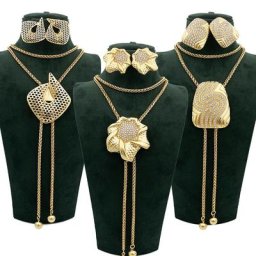 Ensemble de bijoux italiens en plaqué or pour femmes collier à longue chaîne ajustable