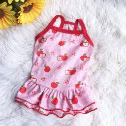 Jupe à bretelles pour chien de style princesse motif de fruits robe pour petits chiens vêtements