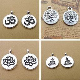 Breloques Chakra couleur argent OM Buddha anni PmotFit bijoux de bricolage résultats exécutifs