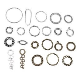 Breloques Tibétaines en Bronze et Argent Cercle Rond Bijoux de Papeterie Artisanat Fait à la