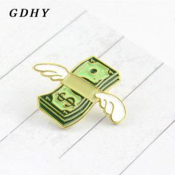 Dthy – broche créative en forme d'aile pour billets de banque Badge à boucle mignon pour femme
