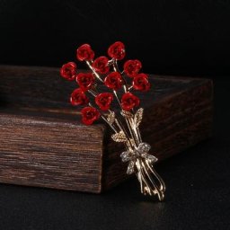 Broche Bouquet de Roses Rouges Romantiques Personnalisées pour Femmes Tendance Tempérament Bijoux