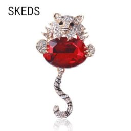 SKEDS – broches en strass couleur unie pour femmes élégantes rétro cristal Animal broches en