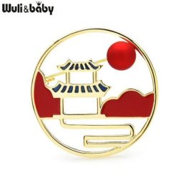 Wumovies & Baby-Broches de paysage de pavillon d'émail pour des femmes épingles de broche de bureau