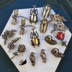 Broches Vintage en Bronze Antique pour Femmes Épingles Métalliques Fleur Libellule Bijoux de