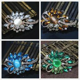 Broches œil de chat en cristal 8 couleurs différentes rose or fleur spéciale perles épingles à