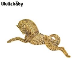 Wuli & baby – broche de cheval de course en métal Vintage broches tendance pour femmes cadeau 2021