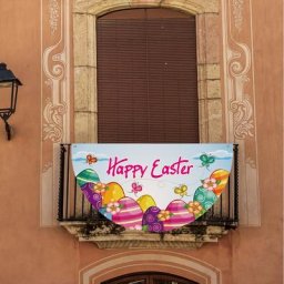 Drapeaux à thème œufs de lapin demi-cercle en Polyester étanche de pâques et de vacances avec
