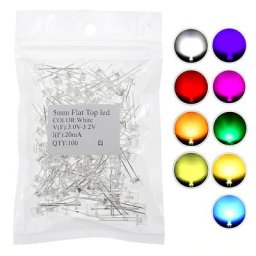 Diode électroluminescente LED F5 dessus plat blanc chaud rouge bleu vert UV orange jaune