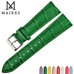 MAIKES – accessoires de montre 16mm 18mm 20mm 22mm bracelet de montre en cuir véritable mode vert