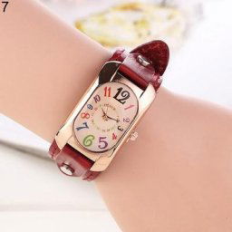 Montre-bracelet en similicuir pour femme bracelet en diamant boîtier oblong montre-bracelet à