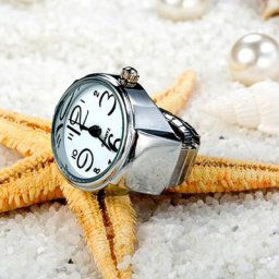 Mini montre à quartz réglable pour hommes et femmes bracelet élastique bijoux d'horloge bague
