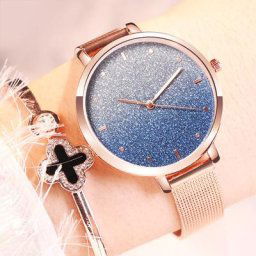 Montre-bracelet à paillettes pour femmes en or Rose ciel étoilé cadran exquis à la mode zegarek