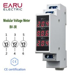 Din Rail Mount Triphasé Ac 80-500V Mini Volt Modulaire Voltmètre Voltmètre Jauge Indicateur BV-3R