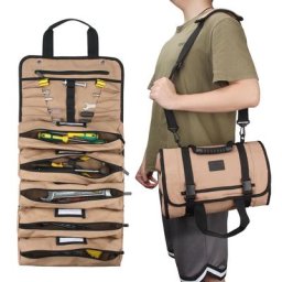 Wessleco-Grand sac à outils enroulable en toile avec sangle initiée rangement multifonction pour