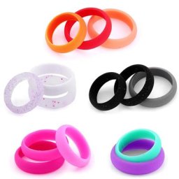 Bagues en silicone pour hommes et femmes bandes rondes en caoutchouc bijoux hypoallergéniques