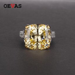 OEVAS – bague en Citrine naturelle pour femme bijou fin en argent Sterling 100% bijou