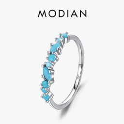 Modian – bague Vintage en argent Sterling 925 pour femmes bijoux fins empilables Turquoise