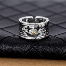 Bague en argent prairie réglable pour femmes et filles bijoux en polaire punk hip hop vintage