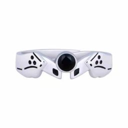 Bague en émail noir pour hommes et femmes anneau en argent et zircone S925 Fans Cosplay bijoux