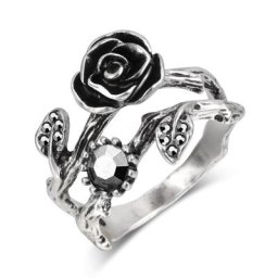 Kinel – bague tibétaine en argent Rose pour femmes anneau de luxe rétro gris en cristal vente en