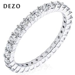 DEZO-Bagues de mariage Moissanite pour femme argent regardé 925 bandes d'éternité complètes