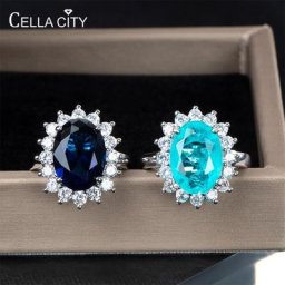 CellMIDclassic-Bague en argent regardé 925 pour femme breloque avec pierres précieuses saphir de