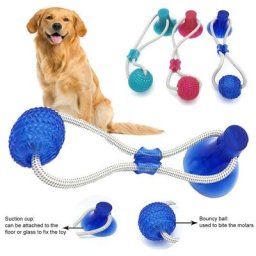 Balle TPR à ventouse interactive pour chiens et chats cordes élastiques livres de dents pour
