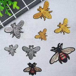 Patchs d'équation de broderie or argent autocollant d'insecte de dessin animé bricolage tissu à