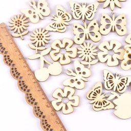 Tranches de fleur papillon en bois artisanat en bois bricolage Scrapbooking ornements suspendus