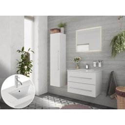 Ens. meuble SDB Ely 70 quartz 3pcs miroir à LED Blanc brillant