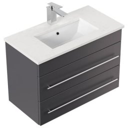 Meuble de salle de bain ETON 700 quartz Carrara meuble en anthracite