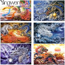 Kit de peinture diamant dragon chinois broderie complète 5D Phoenix point de croix bête