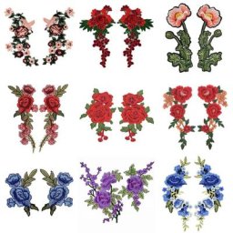 Patchs autocollants pour vêtements 1 paire fleurs de Rose multicolores broderie badges appliqués