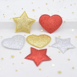 Patchs de décoration d'arbre 20 pièces série noël paillettes tissu cœur étoile pour vêtements