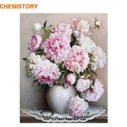 CHENISTcocktail-Peinture acrylique par numéros rose fleur d'Europe à l'huile sur toile peinte à