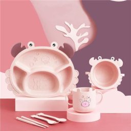 Ensemble d'assiettes de crabe de dessin animé pour enfants ensemble de queues en fibre de blé bol