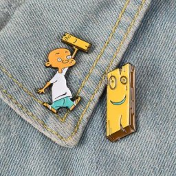Jonny et planche épingle en émail broche Anime EEnE Denim col de chemise d'enfance Badge de dessin