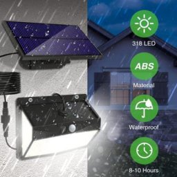 Applique murale LED solaire avec capteur de mouvement PIR éclairage d'extérieur idéal pour une