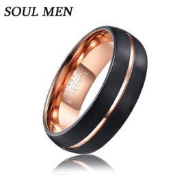 Bague de mariage en carbure de tungstène 8MM pour couples femmes hommes dôme noir Surface