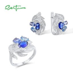 SANTUZZA – ensemble de bijoux en argent Sterling 925 véritable pour femmes boucles d'oreilles en