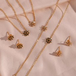 Collier avec pendentif en forme de fleur de marguerite élégant petite broche ensemble de bijoux
