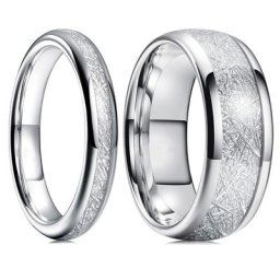 Bague de mariage en carbure de tungstène pour hommes et femmes bague météorite polie document en