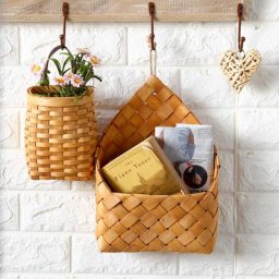 Panier de rangement de copeaux de bois panier de rangement fait à la main panier mural suspendu